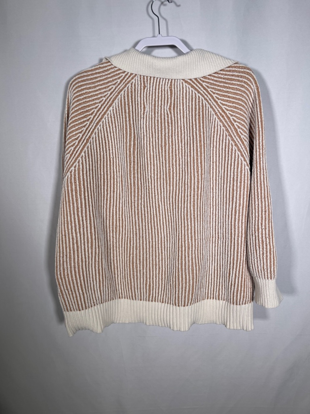 AERIE WOMENS SUGAR RUSH CHENILLE V NECK SWEATER WHITE TAN LARGE - Picture 6 of 6
